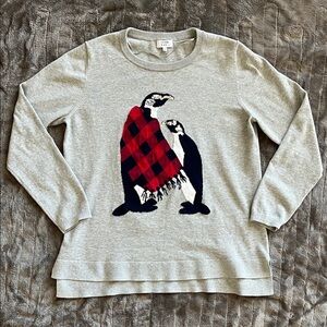 Crown and Ivy Gray crew neck Sweater with Penguin Design youth L
